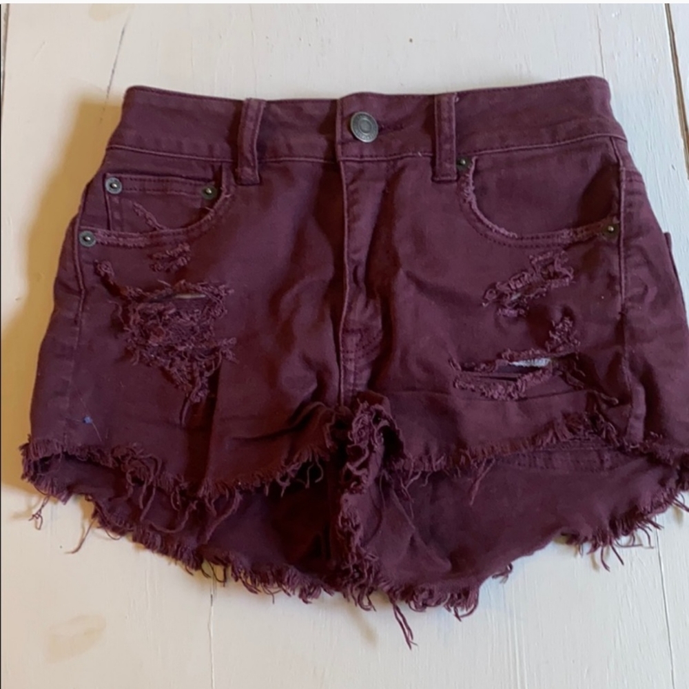 Maroon jean shorts